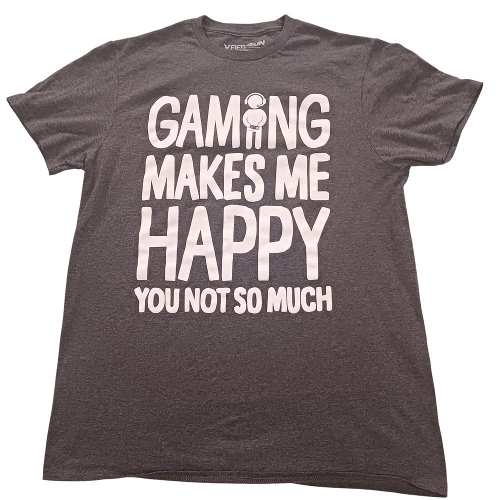 Fifth Sun Gaming Makes Me Happy Shirt Mens Medium Charcoal Gray Funny Gamer Tee